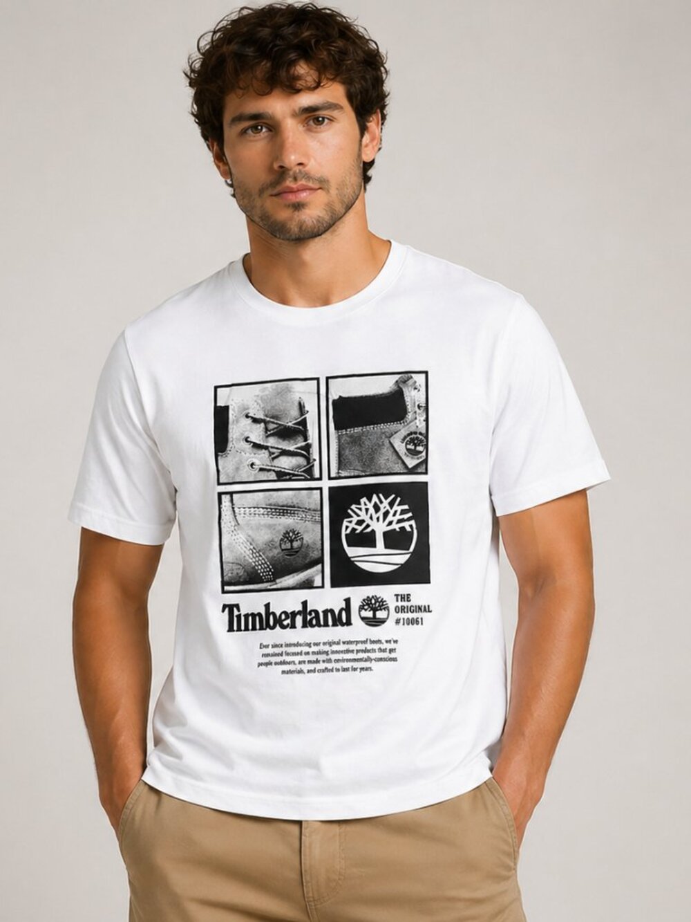 NWT Timberland Men's Square Stack Logo Short Sleeve T-Shirt / White / Size XXL